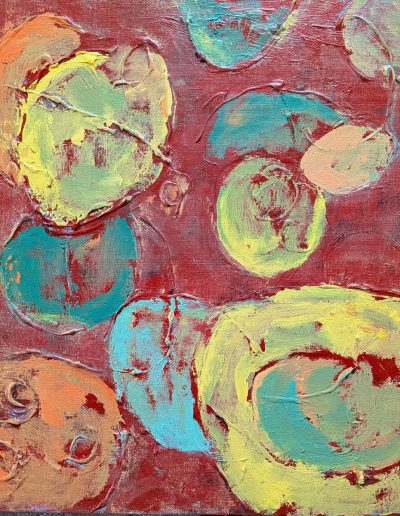 "15 Skittles", acrylic abstract painting by artist, Lee Ann Thill